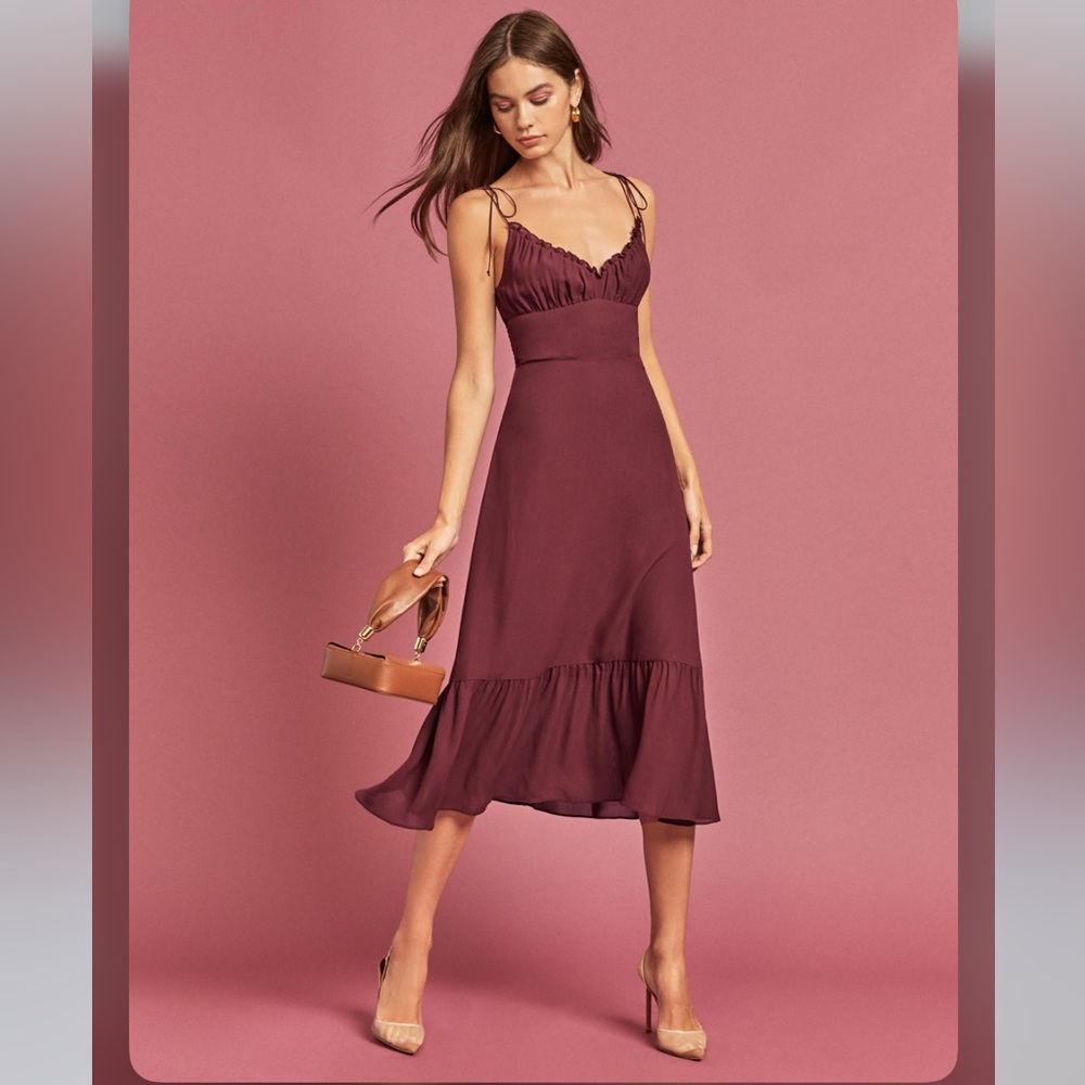 Reformation Embry Dress in Plum